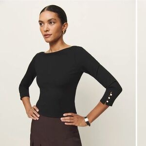 Reformation Jalen Knit Top Black - Size S